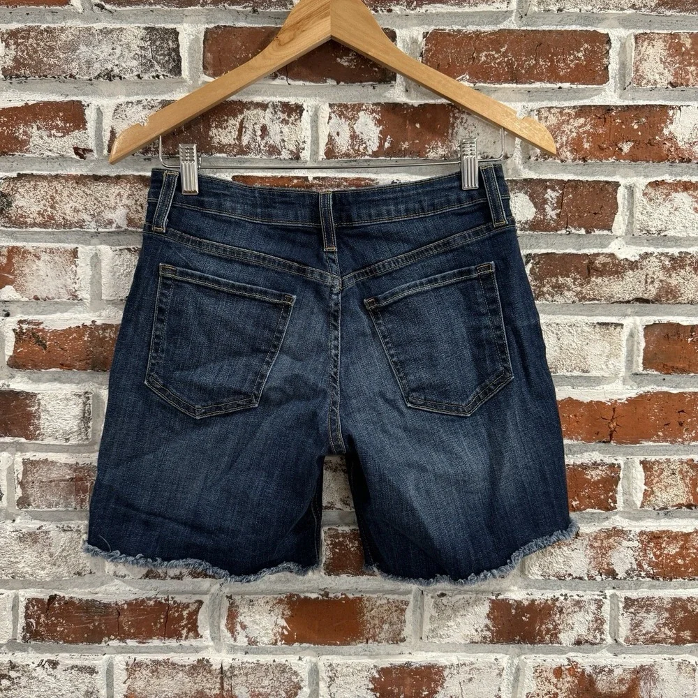 Just Black Denim Jean Shorts Dark Wash Cotton Raw Hem Pockets S Made in USA‎